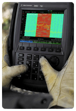 The spectrogram display makes it easy to detect and monitor intermittent interference signals.